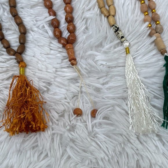 Tasbeeh Lot of 4 Prayer Beads Brown Tan Real Wood Beads Handmade Tasbeh Set of 4 - Picture 4 of 10